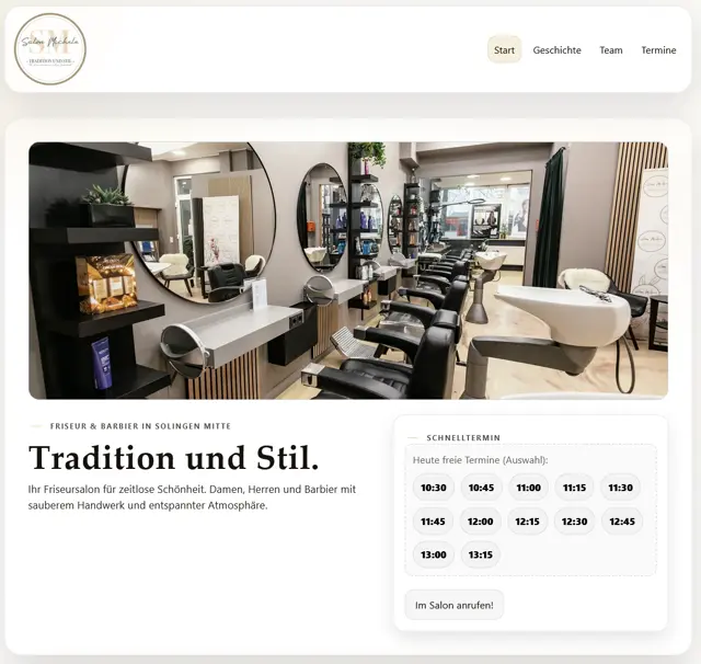 Screenshot der Startseite von salon-michele.de als Kundenreferenz von Nixdorf Media